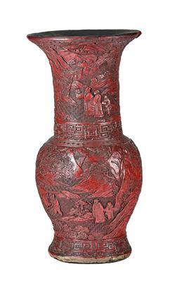Yenyen Rotlack Vase, China, Sechzeichen Hongwu Marke, 18. Jh., - Starožitnosti