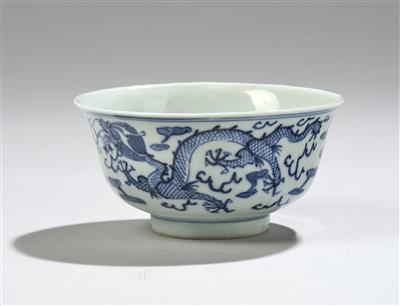 A Blue and White Bowl, China, Four-Character Mark Ruo Shen Zhen Canng, Late Qing Dynasty, - Asijské umění