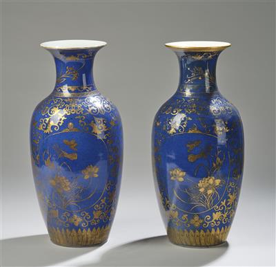 A Pair of Powder Blue Glazed Vases, China, 19th Century, - Asian Art