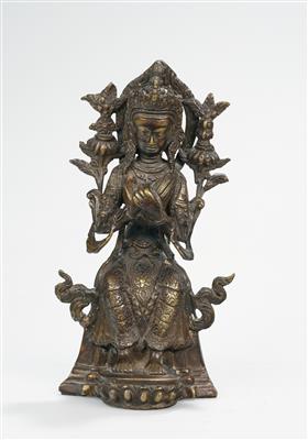 Bronzefigur des Buddha Maitraya, Tibet, 19. Jh., - Arte Asiatica