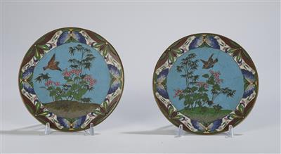 Paar kleine Cloisonné Teller, Japan, Meiji/Taisho Zeit, - Asijské umění
