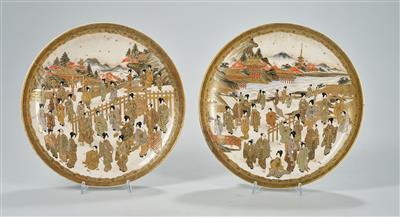 Paar Satsuma Teller, Japan, Gyokuzan, Meiji Zeit, (1868-1912), - Asijské umění