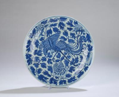 Blau-weißer Teller, China, Vierzeichen Marke Daoguang, späte Qing Dynastie, - Arte Asiatica