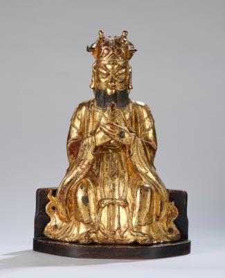 Lackvergoldete Bronzefigur eines Offiziellen, China, Ming Dynastie, 16./17. Jh., - Asiatische Kunst