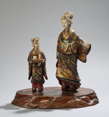 Okimono einer Mutter mit Tochter, signiert Hoshin,  Japan, Anf. 20. Jh., - Asiatische Kunst