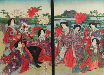 Toyohara Chikanobu (Japan 1838-1912), mittleres und linkes Bild eines Triptychons, - Asian Art