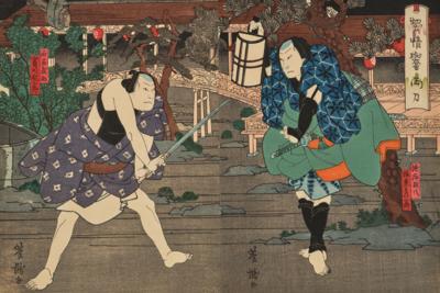 Yoshitaki Ichiyosai (1841-1899), Diptychon, - Asiatische Kunst