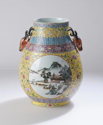 Famille rose Vase, China, rote Siegelmarke Qianlong, Republik Periode, - Arte Asiatica