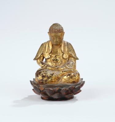 Holzfigur des Buddha Shakyamuni, Japan, 19. Jh., - Arte Asiatica