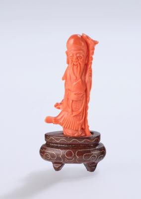 Kleine Korallenfigur des Shou Lao, China, 20. Jh., - Arte Asiatica