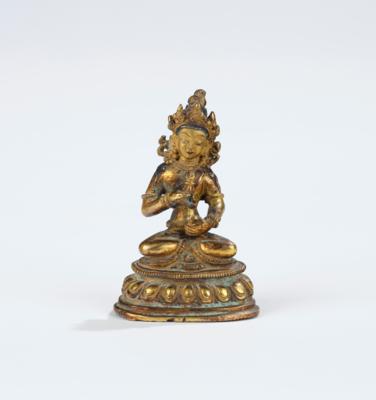 Kleine vergoldete Bronzefigur des Vajrasattva, Tibet, 19./20. Jh., - Arte Asiatica