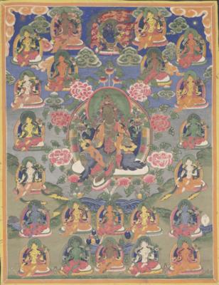 Thangka mit 23 Taras(?), 20. Jh., - Arte Asiatica