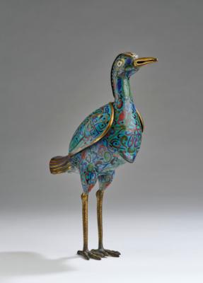 Cloisonné Vogel-Weihrauchgefäß, China, 20. Jh., - Asijské umění
