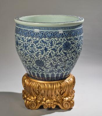 Großer blau-weißer Übertopf, China, 19. Jh., - Arte Asiatica