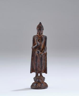 Kleine Bronzefigur des Buddha, Thailand, 13./14. Jh., - Asiatische Kunst