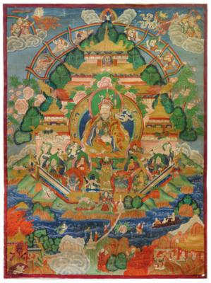 Thangka "Padmasambhava im "Kupferberg-Paradies", Tibet 19./20. Jh. - Asijské umění