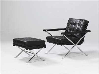 “Constanze”-sedia a braccioli con sgabello mod. 3/4, - Design