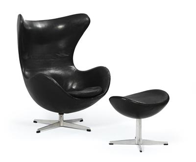 “Egg Chair” con sgabello, - Design