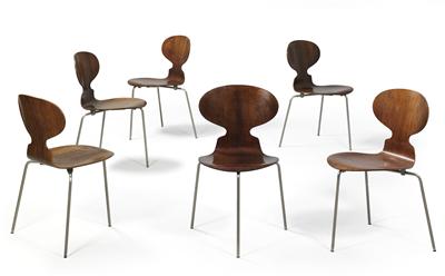Gruppo composto da un tavolo mod. 3100 e sei sedie “Ameise”, - Design