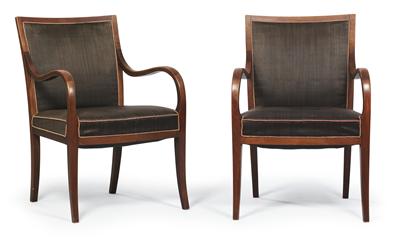 Coppia di sedie a braccioli, - Design