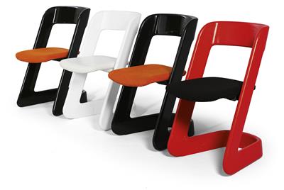 Gruppo di quattro sedie pieghevoli "Lucy" mod. "29-525/253", - Design