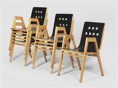 A set of six stacking chairs (Model No. 3–4–3), - Design