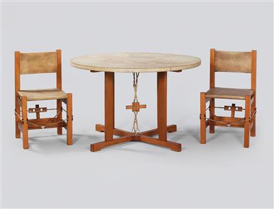 Gruppe aus einem Tisch und zwei Stühlen - Design