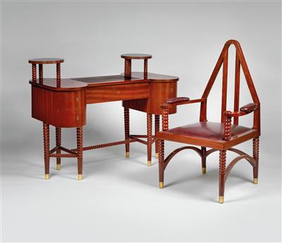 Schreibtisch mit Armstuhl, Entwurf Fanny Harlfinger Zakucka - Design