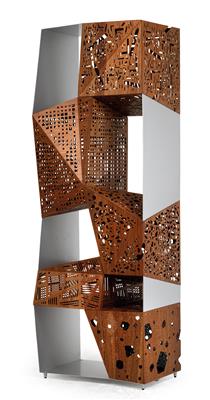 A “Riddled Totem” cabinet, designed by Steven Holl, - Design