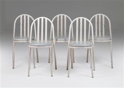 6er Set Stapel-Stühle, Entwurf Robert Mallet-Stevens, - Design