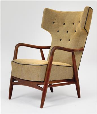 A high-back armchair, designed by Eva Koppel, - Design