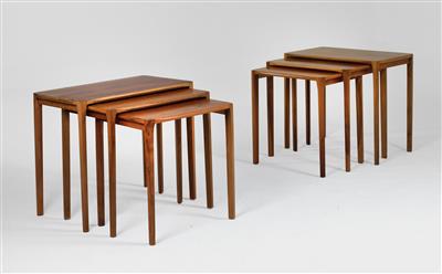 Two sets of three anthroposophic nesting tables, designed by Rex Raab, - Design