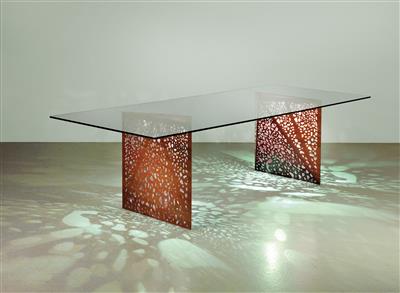 A “Riddled” illuminated table, designed by Steven Holl, - Design