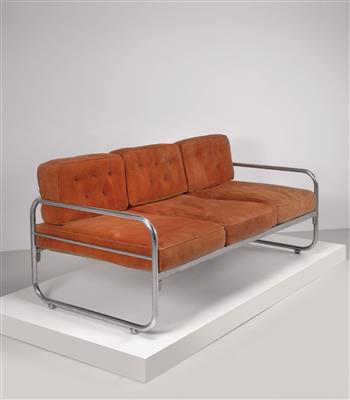 A tubular steel sofa/bed, - Design
