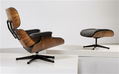 Lounge Chair mit Ottomane, Entwurf Charles  &  Ray Eames, - Design