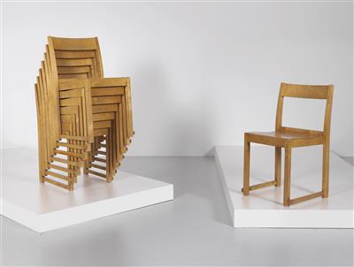 Set of eight stackable chairs, designed by Sven Markelius, - Design