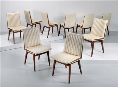 Satz von neun Stühlen, Entwurf Oskar Riedel, - Design