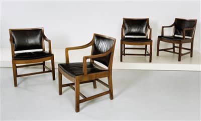 Satz von vier Armlehnstühlen, Entwurf Kay Fisker, - Design