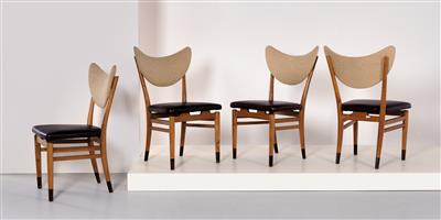 Satz von vier Stühlen, Entwurf Peter Hvidt und Orla Molgard Nielsen, - Design