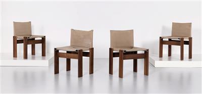 Satz von vier Stühlen Mod. Monk, Entwurf Afra und Tobia Scarpa, - Design