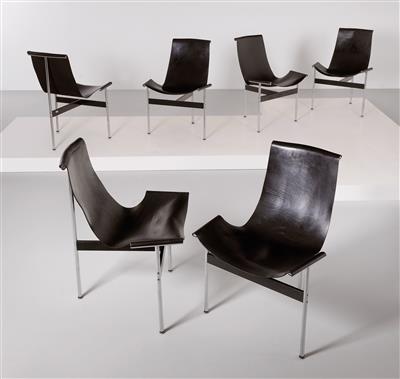 Sechs T-Chairs Mod. 3LC, Entwurf William Katavolos in Zusammenarbeit mit Ross Littell  &  Douglas Kelley, - Design