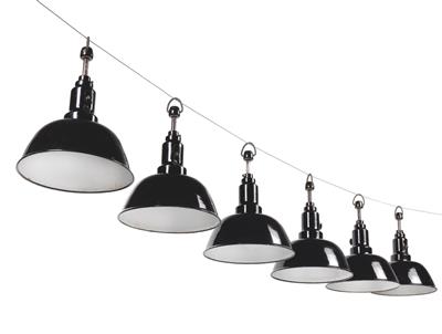 Set of six loom lamps/industrial pendant lights, model no. 596, - Design