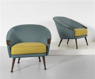 Two armrest chairs, “Vinga“ model, designed by Ragnar Helsen, - Design