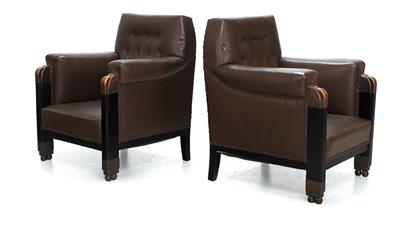 Two leather armchairs, - Design