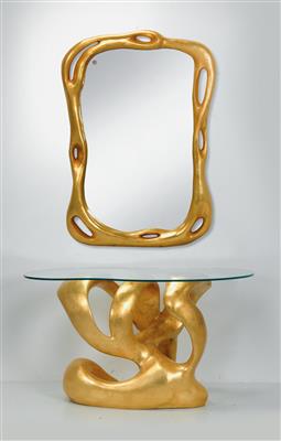 A Biomorphic mirror and console, designed by Tony Duquette, - Design