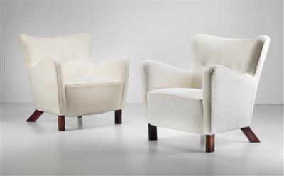 Two armchairs, Model No. 1669, designed and manufactured by Fritz Hansen, - Design