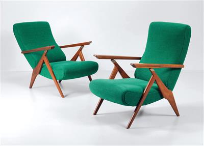 Two armchairs, designed and manufactured by Antonio Gorgone, - Design