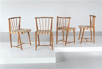 Essgruppe: Tisch mit vier seltenen Stühlen, Helmut Otepka, Österreich um 1952 / 1953. - Design