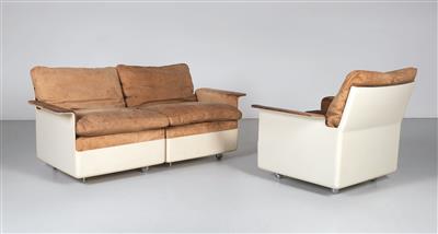 Sofa und Sessel aus der Serie fg 2001, nach einem Entwurf von Dieter Rams 1962, - Design