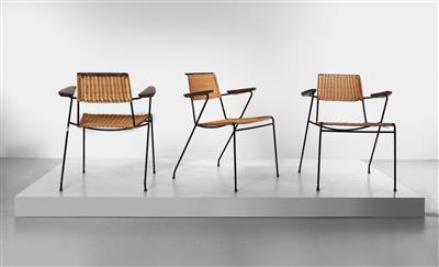 A set of three armchairs, designed by Paul Schneider von Esleben c. 1955, - Design